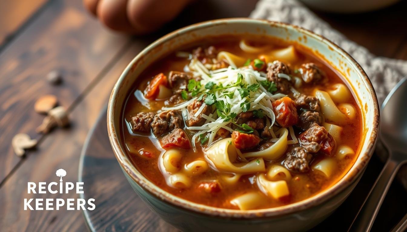 Beefy French Onion Noodle Soup