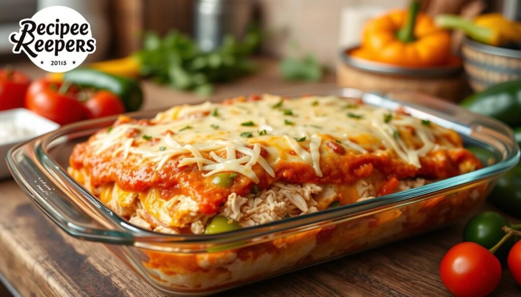 Chicken Enchilada Casserole Layering Technique
