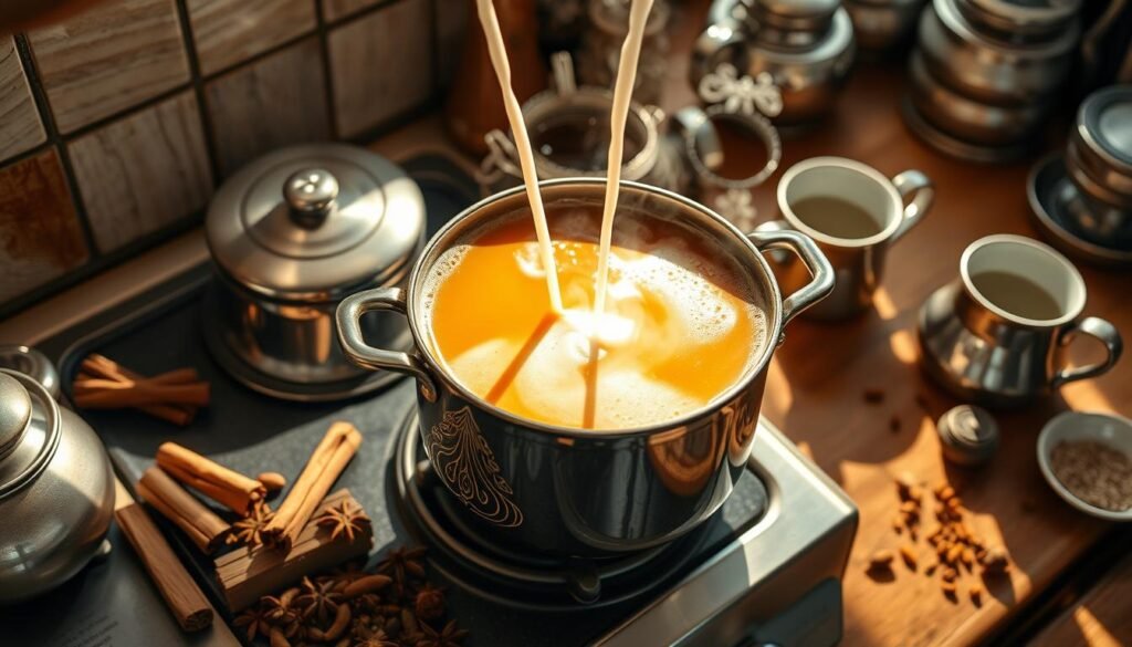 Classic Masala Chai Milk Preparation