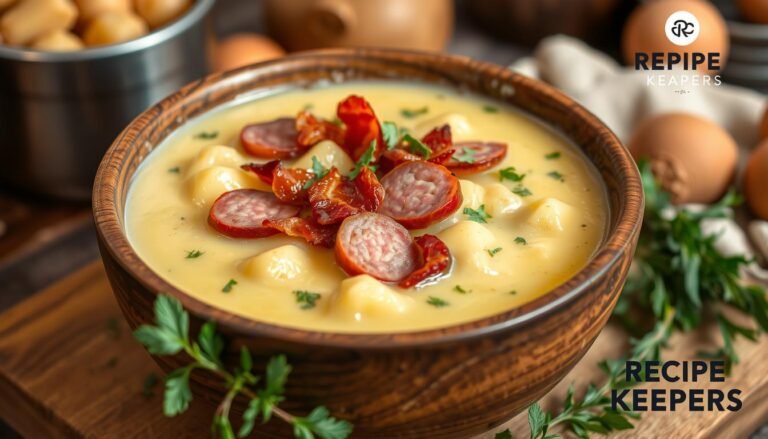 German Potato Soup with Sausage and Bacon