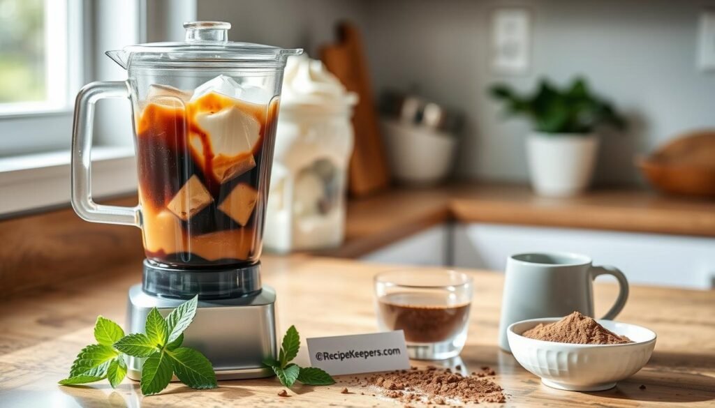 Homemade Peppermint Mocha Frappuccino Preparation
