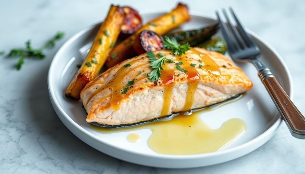 Honey Dijon Glazed Salmon Plating