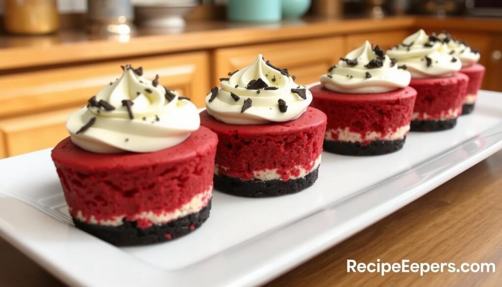 Mini Red Velvet Cheesecakes Oreo Crust