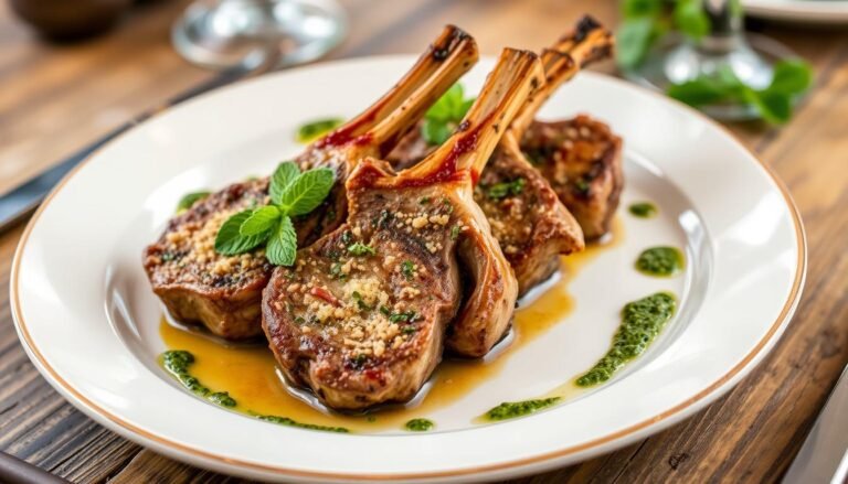 Parmesan Crusted Lamb Chops with Mint Pesto