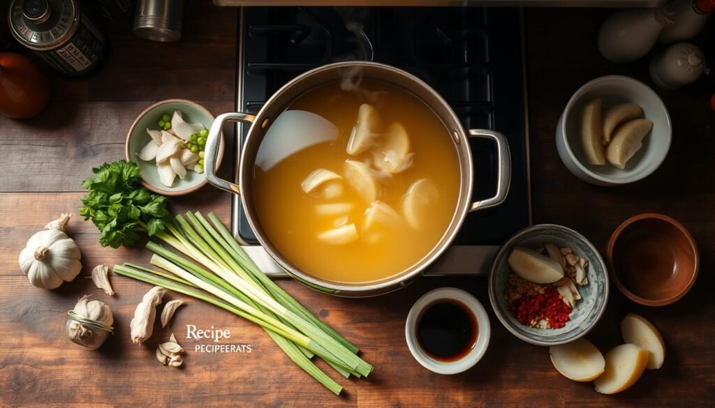 Potsticker Soup Broth Preparation