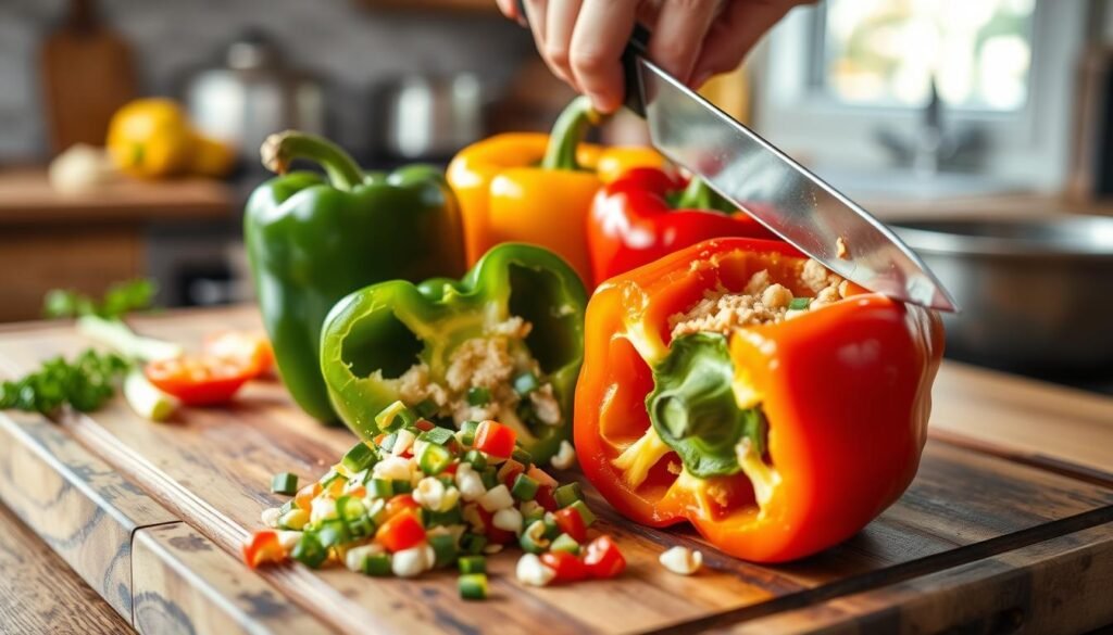 Preparing Bell Peppers for Stuffing