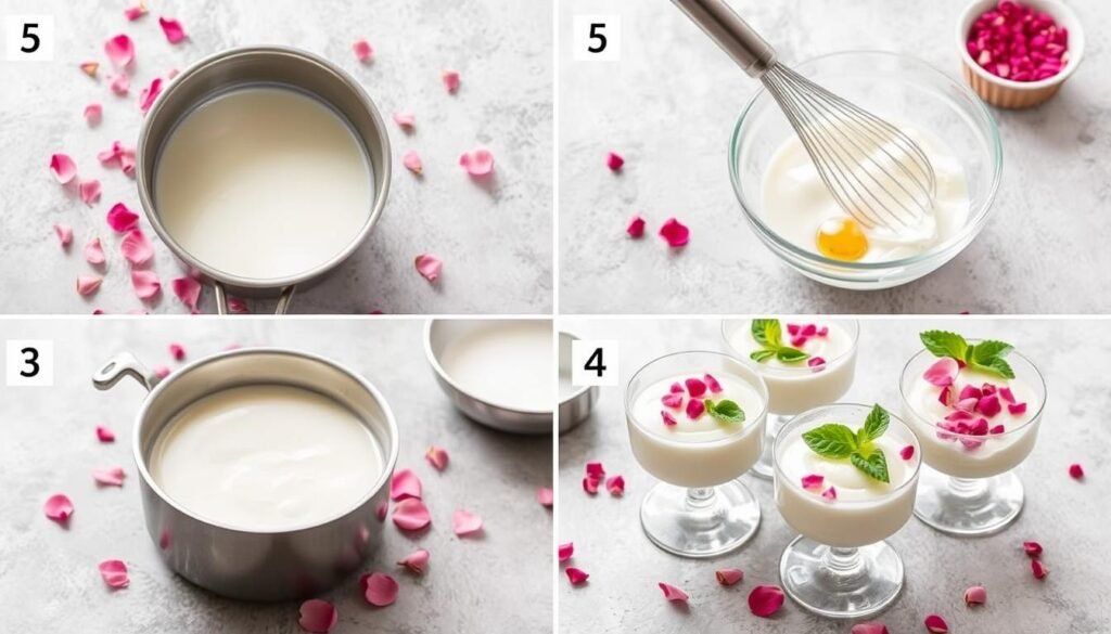 Rose-Scented Panna Cotta Preparation Steps