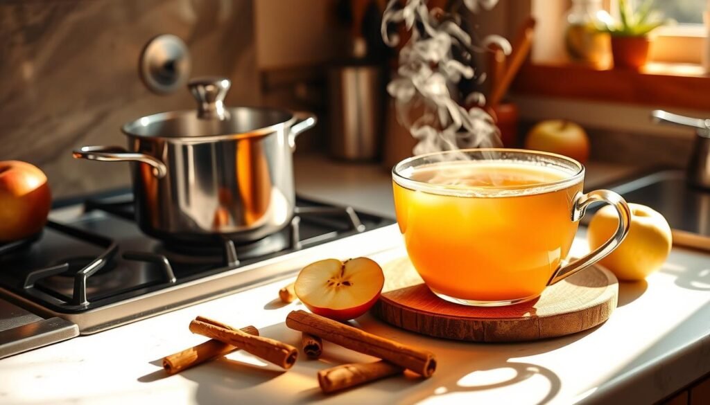 Spiced Apple Cinnamon Tea Brewing Process