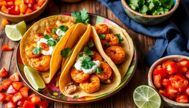 Spicy Cajun Shrimp Tacos with Avocado Crema