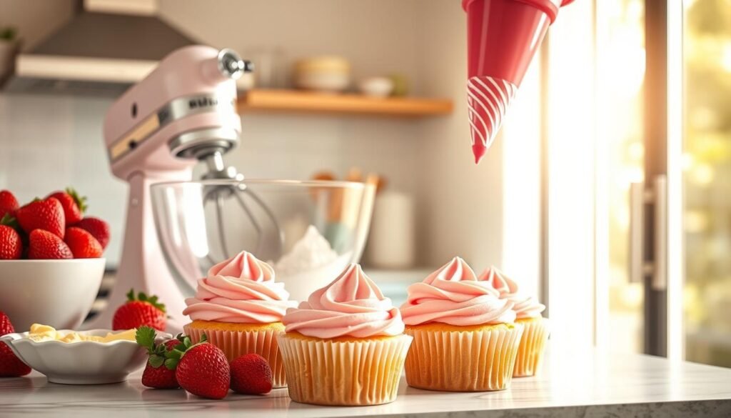 Strawberry Buttercream Frosting Preparation