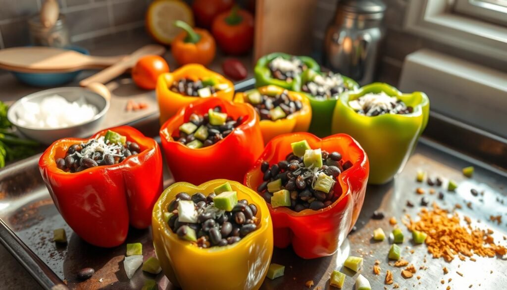 Stuffed Bell Peppers Baking Process