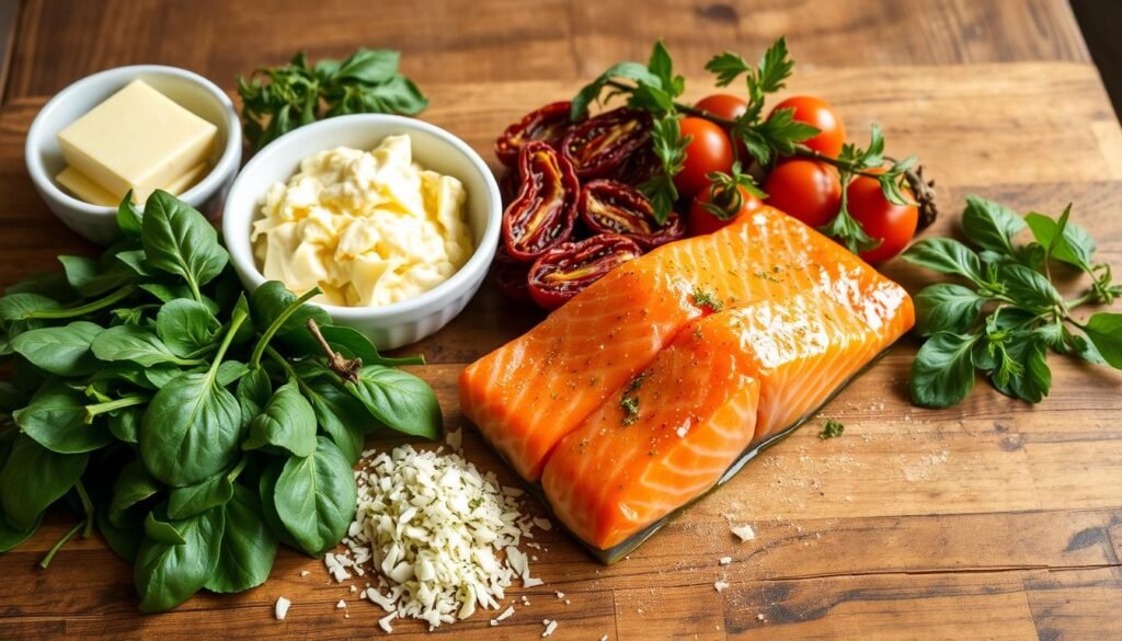 Tuscan-style salmon ingredients