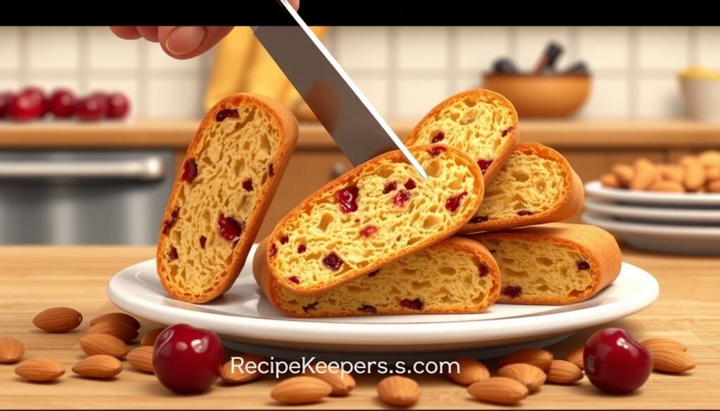 Twice-baked cookies slicing technique