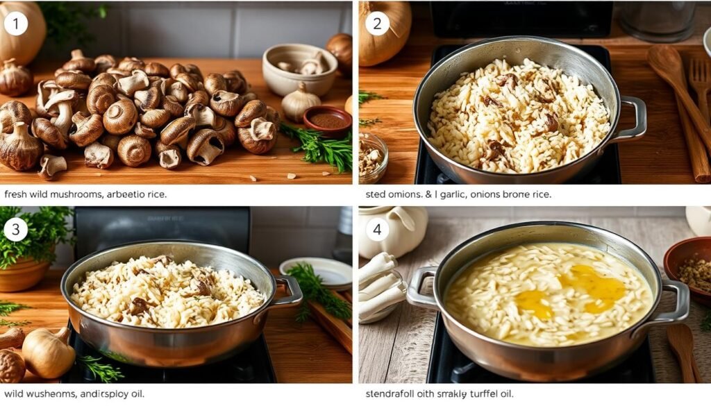 Wild Mushroom Risotto Cooking Process